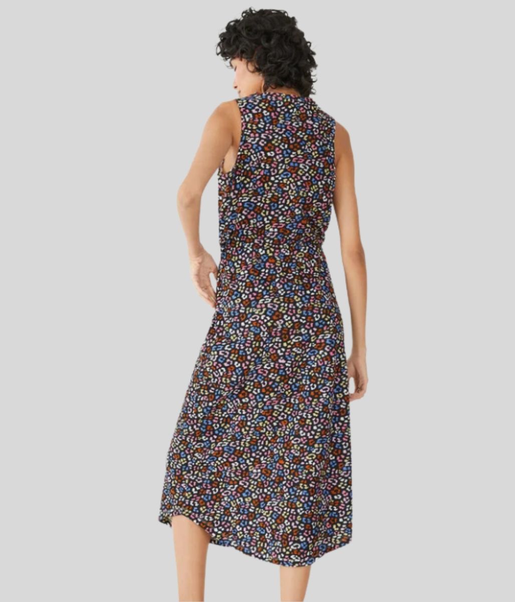 Animal Print Cotton Jersey Midi Dress