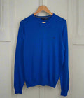 Blue Mens V Neck Logo Jumper