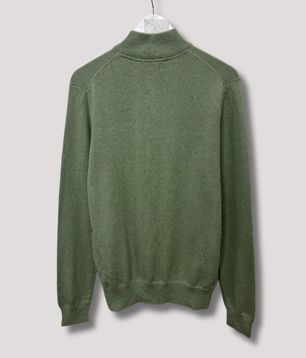 Sage Mens Cotton Half Zip Jumper