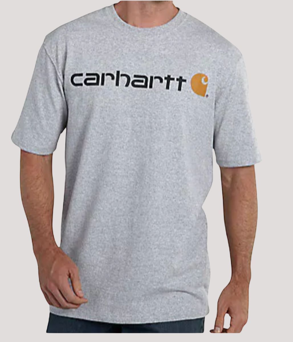 Grey Carhartt Relaxed Fit Logo Cotton T-Shirt