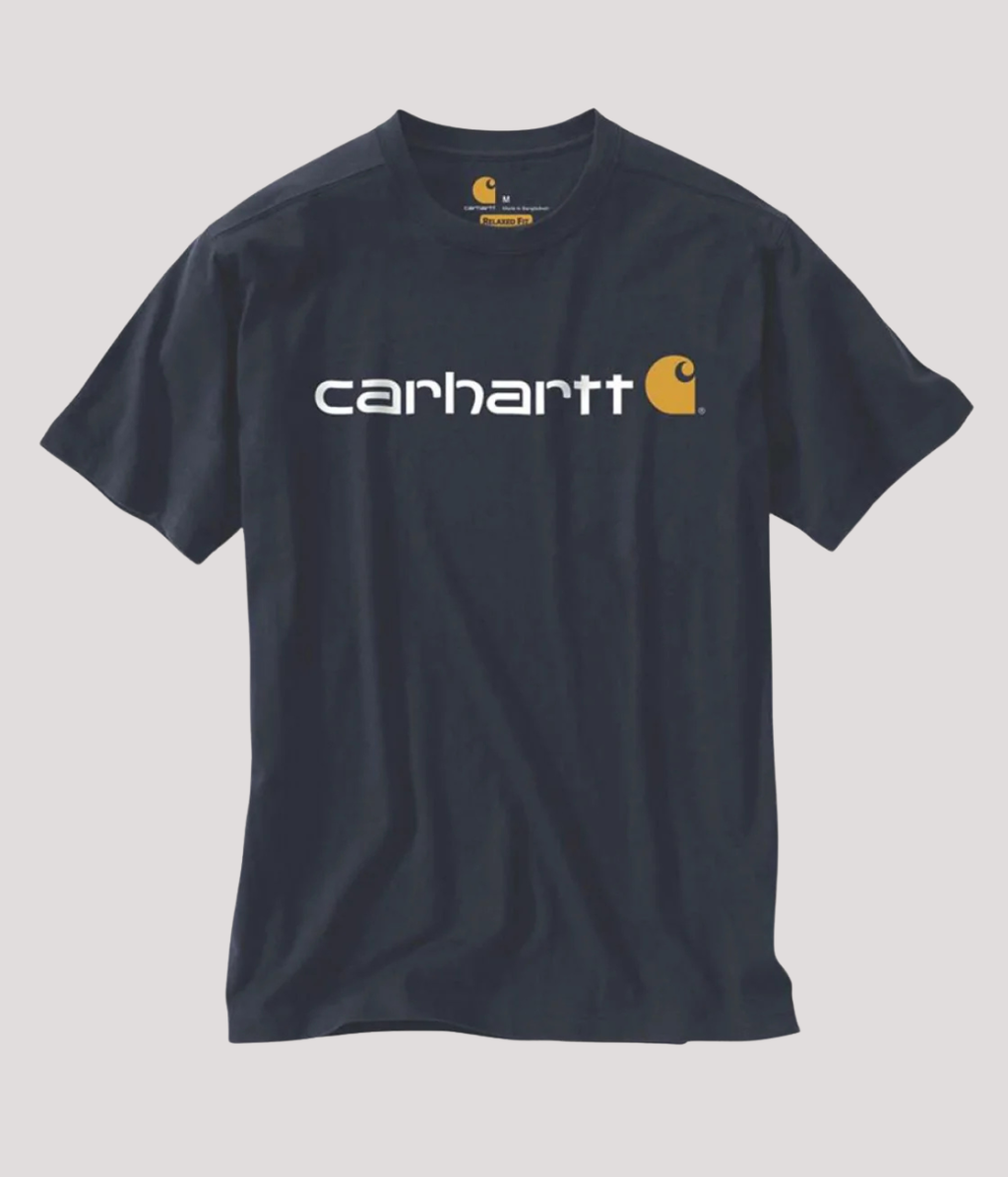 Navy Carhartt Relaxed Fit Logo Cotton T-Shirt