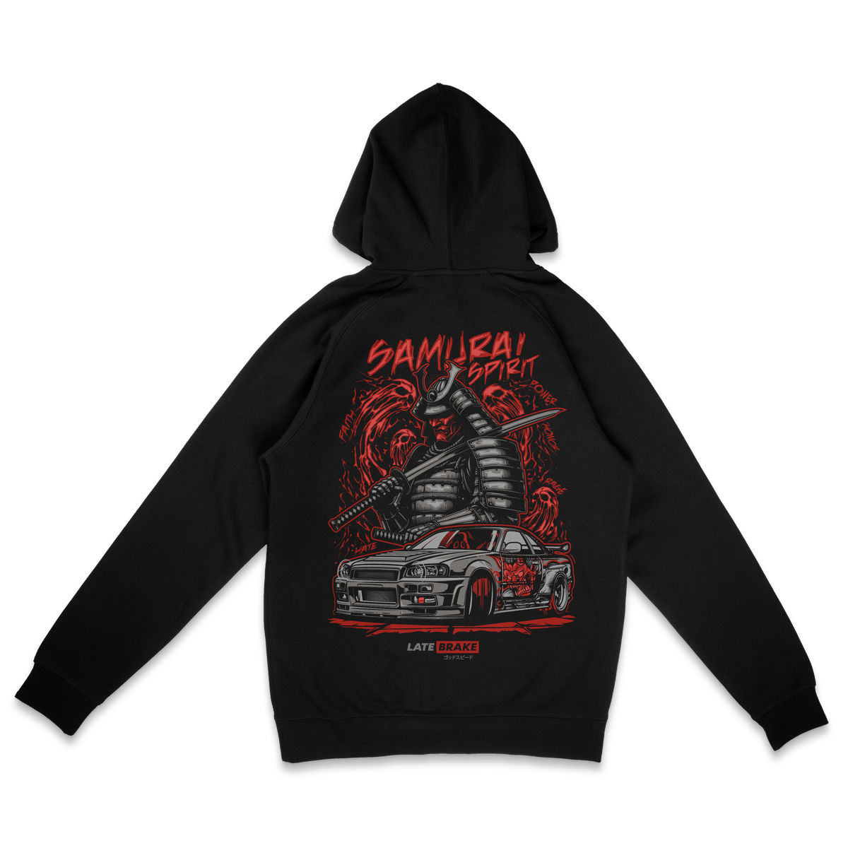 Late Brake Samurai Hoodie T-Shirt Car Enthusiast Tee