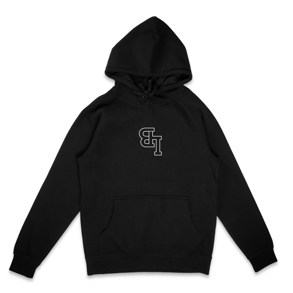 Late Brake Men's Upended Mono Outline Heavyweight Hoodie Black